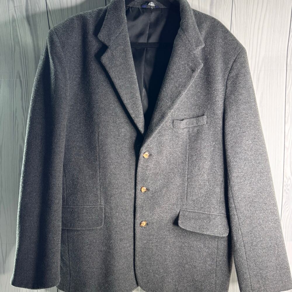 Vintage Y2K Gray Men’s Overcoat Wool Blend Soft Large Academia